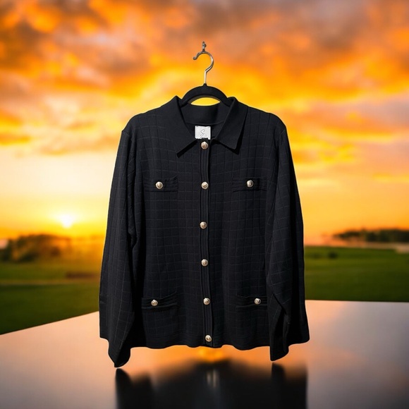 NWT Sioni Black Knit Cardigan with Metallic Gold Buttons - Picture 15 of 15